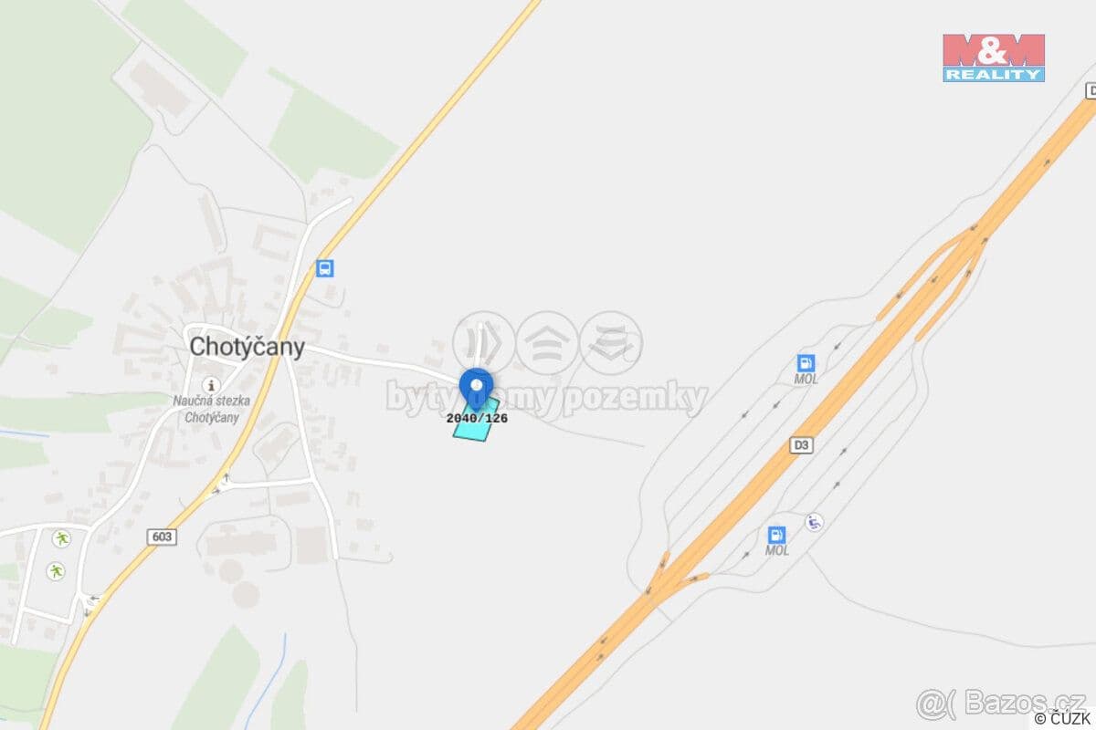 Pozemek Prodej pozemku k bydlení, Chotýčany, 1265 m2 - České Budějovice | Bazoš.cz