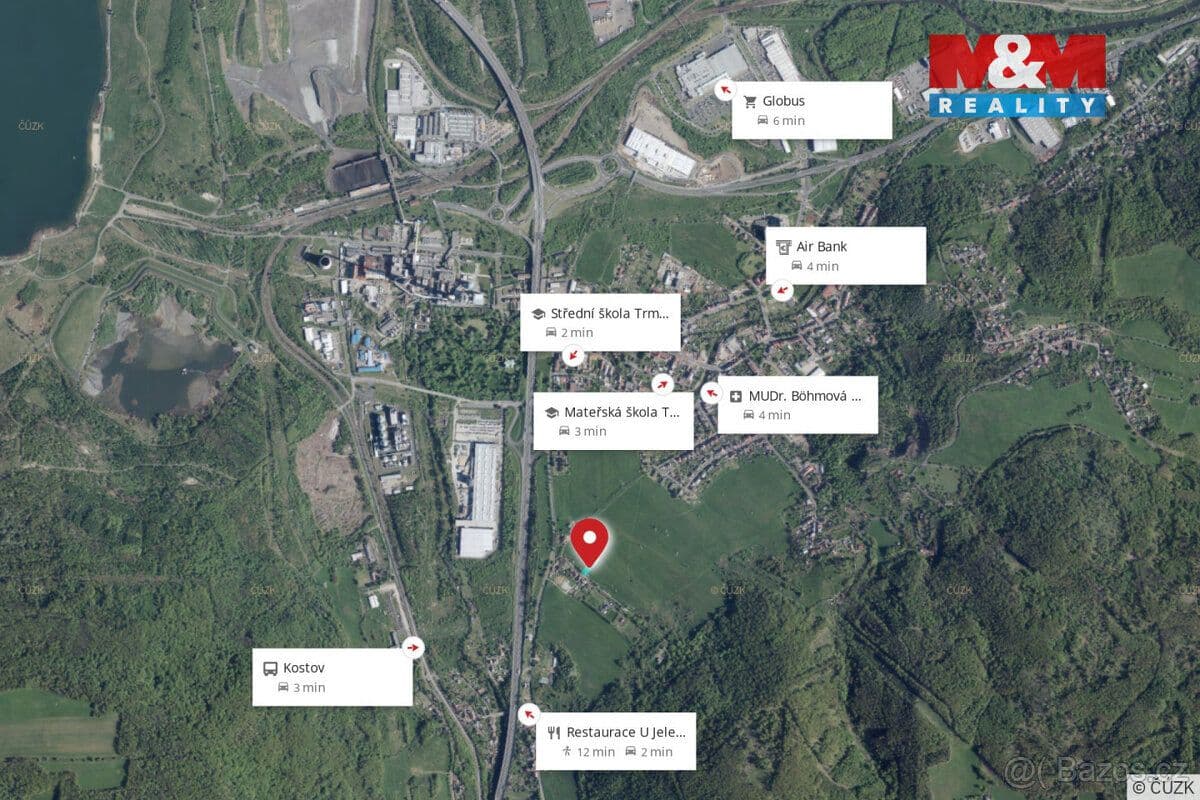 Pozemek Prodej pozemku k bydlení, 1317 m², Trmice - Ústí nad Labem | Bazoš.cz