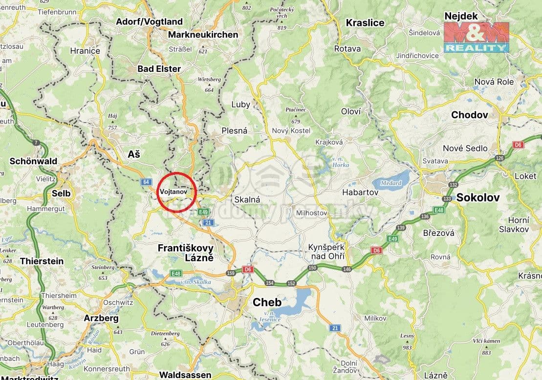 Pozemek Prodej pozemku k bydlení, 985 m², Vojtanov - Cheb | Bazoš.cz