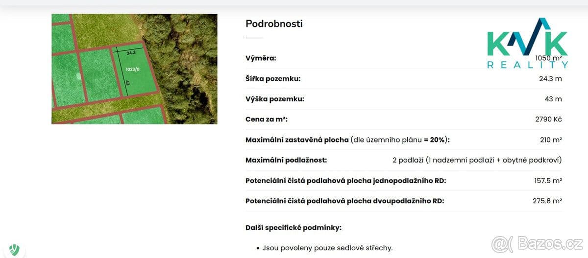 Pozemek Prodej stavebního pozemku o výměře 1.050 m2, Ostrov - Květno - Karlovy Vary | Bazoš.cz